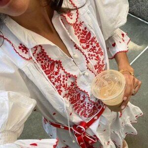 Alemais	HEARTS EMBROIDERED MINI DRESS